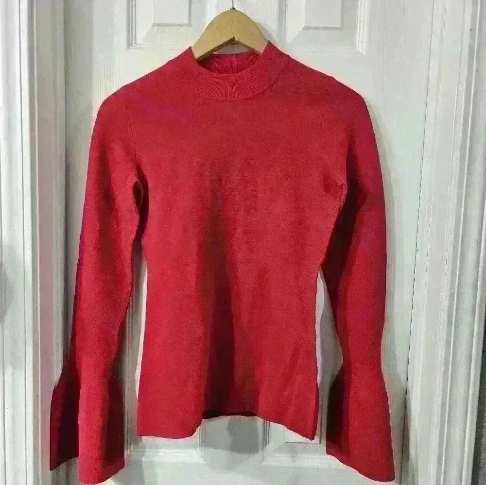 NWT Diane von Furstenberg Flutter Sleeve Mock Neck Sweater - Picture 2 of 6
